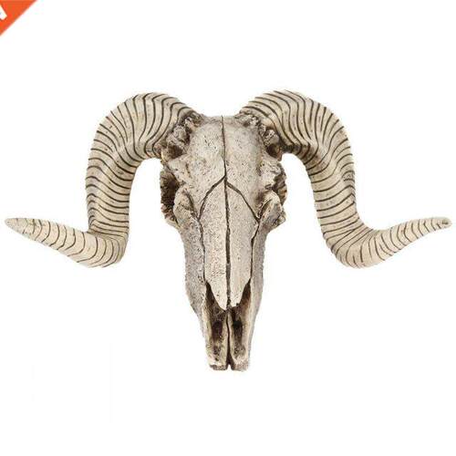 Creative 3D Horns Skull Ornament Resin Skull Retro Wall Hang