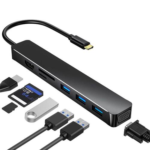 7 In1 Type-C Hub Adapter HDMI-compatible Hub USB.0 Multi-Fu