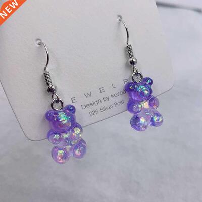 Fashon Smple Cute Colorful Acrylc Anmal Bear Dangle Ea
