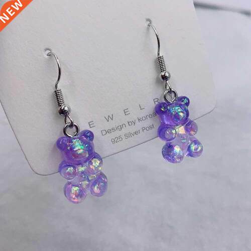 Fashon Smple Cute Colorful Acrylc Anmal Bear Dangle Ea