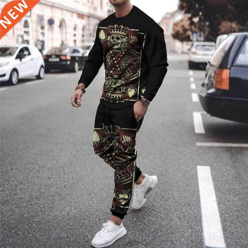 Summer leisure sports suit men's new 3D playing card
