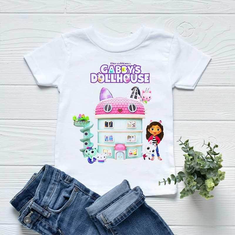 Newly Girls T-Shirts Cute Gabbys Doll House Cartoon Print Cl