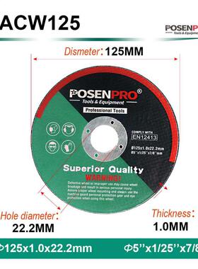 107mm/125mm Angle Grinder 1mm Cutting Wheel 5-Inch Stainless