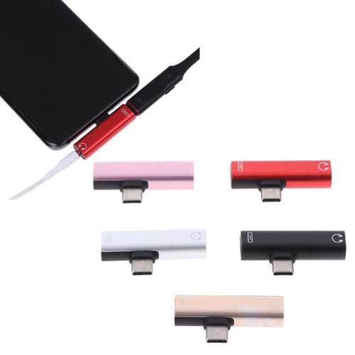 2 in 1 US Type C 3.5mm Jack Audio Headphone Adapter 适用于