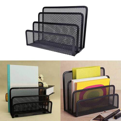 Black Mesh Style Pen Pencil Ruler Holder Desk Organizer Meta