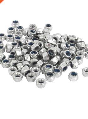 M4x0.7mm Zinc Plted Nylon Insert Hex Lock Nuts 100pcs