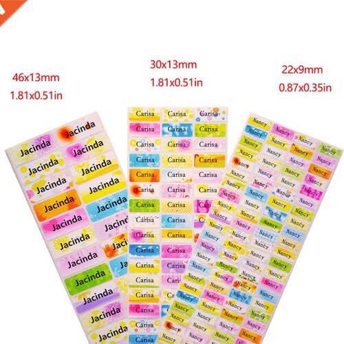 3 Size Customized Name Stickers Flower Tag Personalized Wate