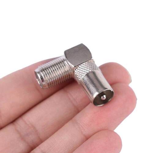 RF Coaxial F Female to TV Male Plug to Female Socket 90 Degr