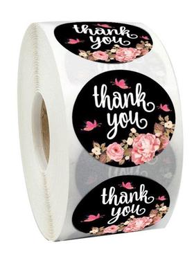 100-500pcs Sticker Flower Thank You Sticker Seal Labels Roun