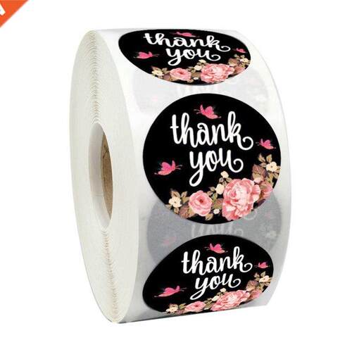 100-500pcs Sticker Flower Thank You Sticker Seal Labels Roun