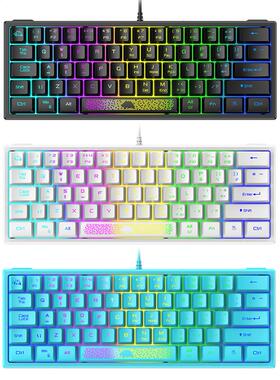 K61 60 Percent RGB Backlit Wired Keyboard 62 Keys Ergonomic