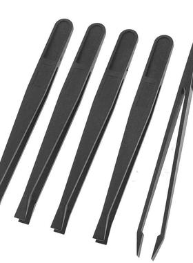 5 Pcs Manual Tool Black Plastc Flat Tp Ant-statc Tweeze