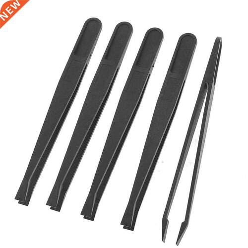5 Pcs Manual Tool Black Plastc Flat Tp Ant-statc Tweeze