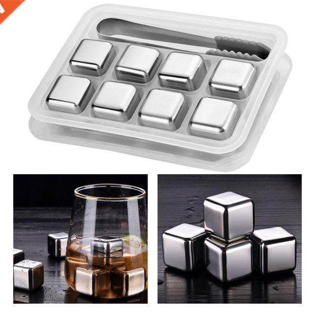 4/6/8pcs Stainless Steel Reusable Chilling Stones for Whiske