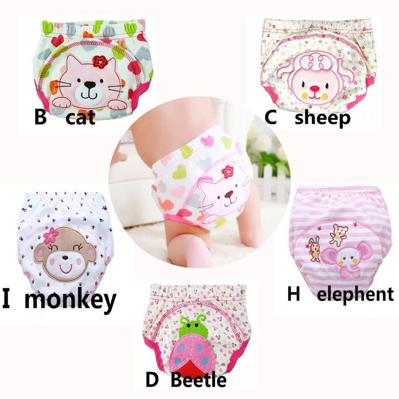 5Pcs Girls Training Pants Cotton Reusable Baby Diapers Water
