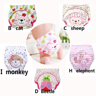 5Pcs Girls Training Pants Cotton Reusable Baby Diapers Water