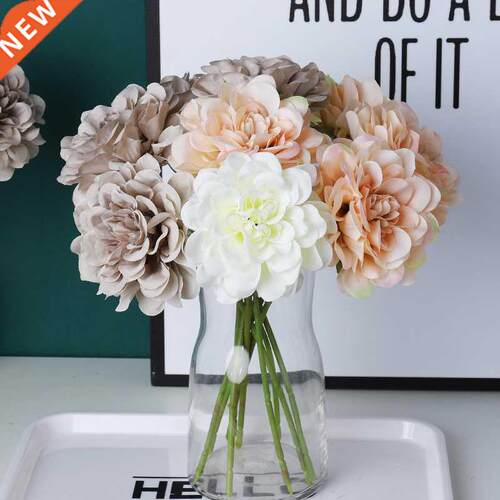 5pcs Beautiful Artificial Peony Flowers Silk Dahlia Bouquet