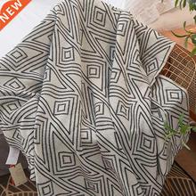 Nordic Style Knitted Warm Throw Blanket Black White Double-S