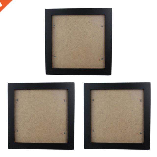3X Square Thick Pine Wood Photo Frame Wall Picture Frame (Bl