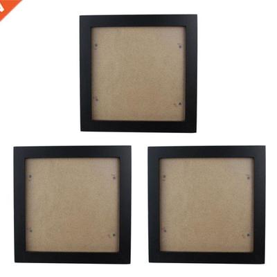 3X Square Thick Pine Wood Photo Frame Wall Picture Frame (Bl