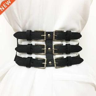 1PC Vintage 3 Straps Belts Women Lady Fashion Soft Faux Leat