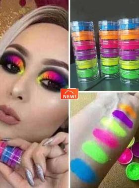 Neon Phosphor Pigment Powder Set Fluorescent Nail Glitter