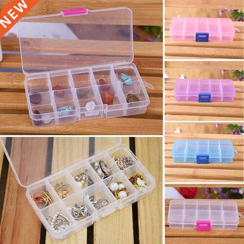 5 Colors 10 Grids Adjustable Jewelry Tool Box Beads Pills Or