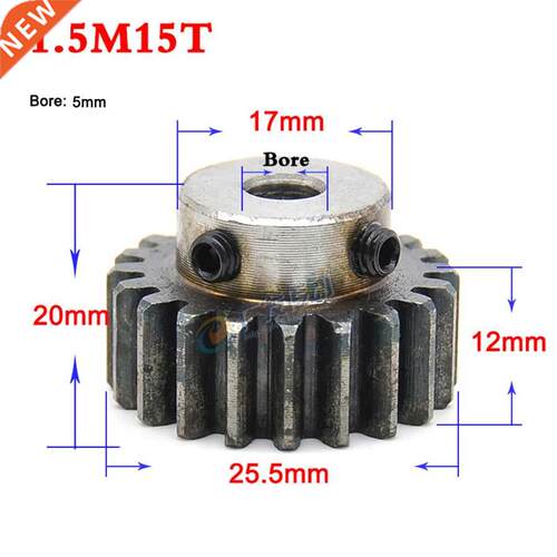 1.5 Modulus 15 Teeth Bore 5mm Spur Gear 45# Steel Module 1.5