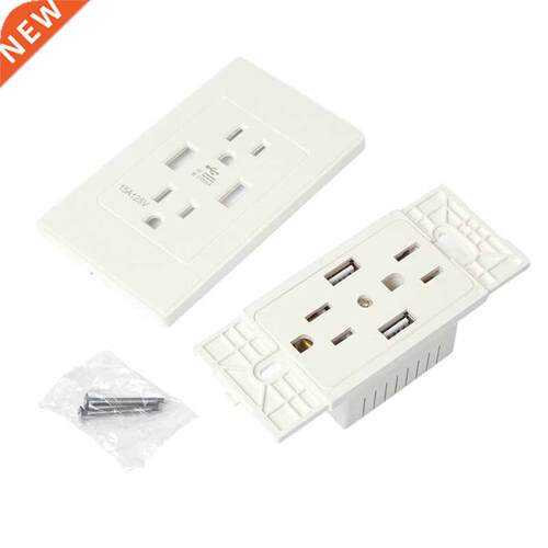 Charge Dual 2.1A USB Wall Outlet Socket 15A AC Power Recepta