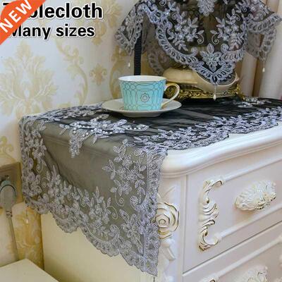 European Black Lace Beaded Embroidered Pendant Tablecloth Co