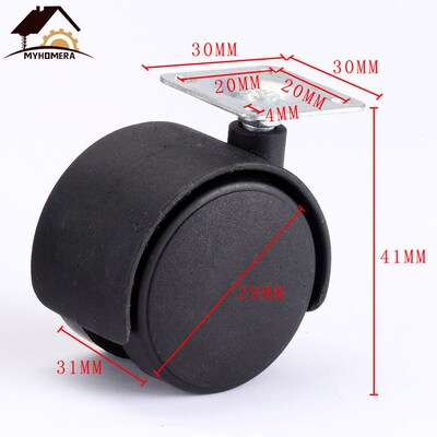 Myhomera 4X Chair Wheel  Caster 30mm M8 Screw/Plate Swivel C