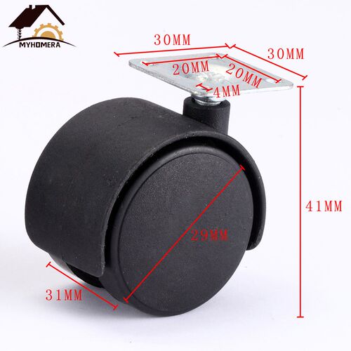 Myhomera 4X Chair Wheel  Caster 30mm M8 Screw/Plate Swivel C