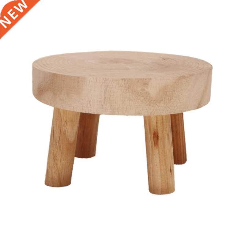 Solid Wood Round Bench Plant Stand Creativity Flower Pot Bas