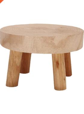 Solid Wood Round Bench Plant Stand Creativity Flower Pot Bas