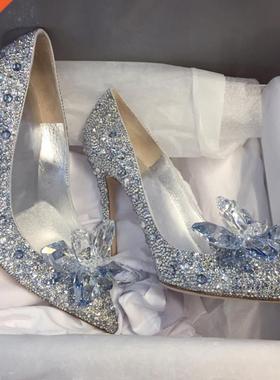 Sparkling crystal high heels women	s 2021 early spring ne