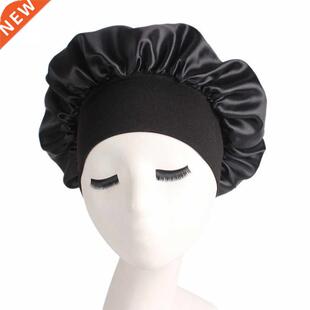 1pc Silk Head Wrap Shower Cap Adjust Solid Satin Bonnet Hai