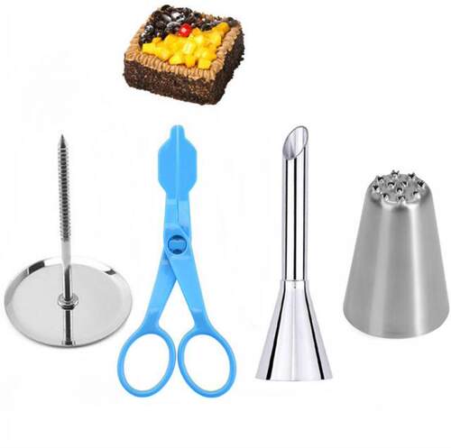4PCS Stainless Steel Puff Piping Nozzle Tips Grass Cake Flow