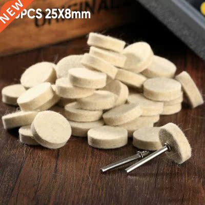 New 50x 25mm Wool Felt Polishing Buffing Pad Round Wheel+2x
