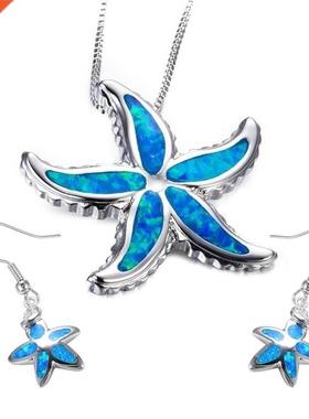FDLK New Stylish Blue Color Starfish Necklace Earring Set