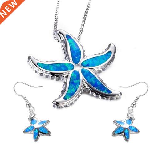 FDLK New Stylish Blue Color Starfish Necklace Earring Set