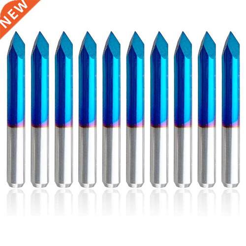 10Pcs Triangular CNC Router Bits V-Bit 60 Degree 0.1Mm Engra