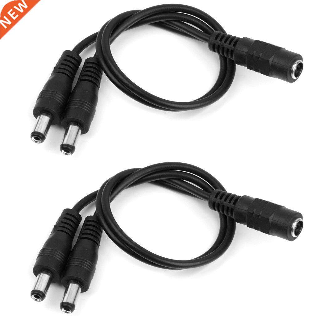 2pcs Dc 5.5 X 2.1 mm 1 plug to 2 plug Power cable adapter