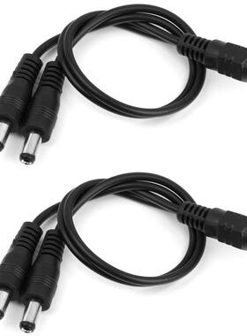 2pcs Dc 5.5 X 2.1 mm 1 plug to 2 plug Power cable adapter