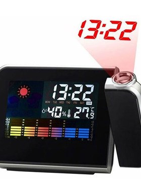 Desktop Clock Alarm Clock with Projector Color Screen Time P