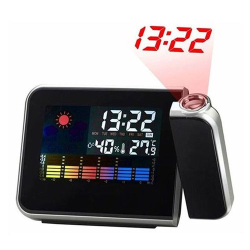 Desktop Clock Alarm Clock with Projector Color Screen Time P