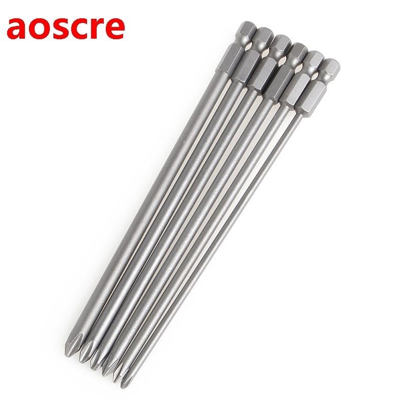 6Pcs 1/4'' Shank 150mm Long S2 Steel Magnetic Hex Cross Head