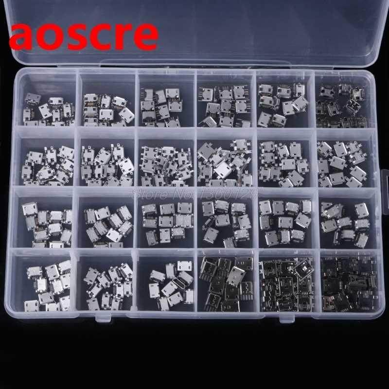 240 Pcs 24 Models Micro USB Connector Socket Jack For MP/4/