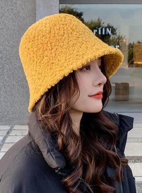High Quality Hat for Women Autumn Winter Bucket Hats Lamb Pl
