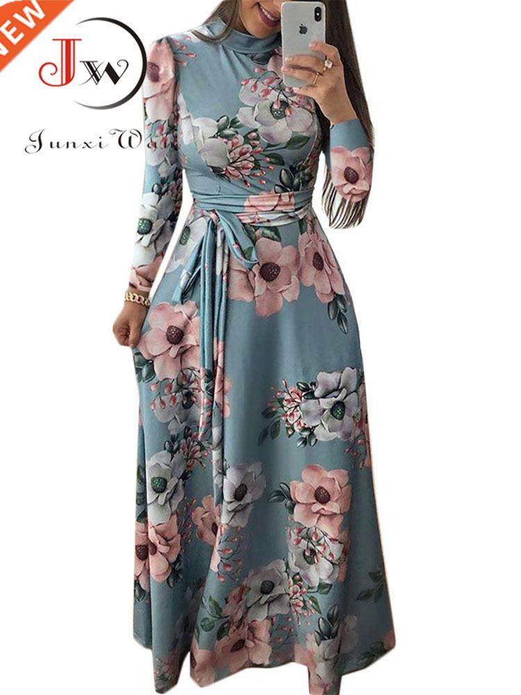 Women Summer Long Dress 2022 Casual Long Sve Boho Floral