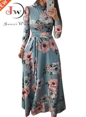 Women Summer Long Dress 2022 Casual Long Sve Boho Floral